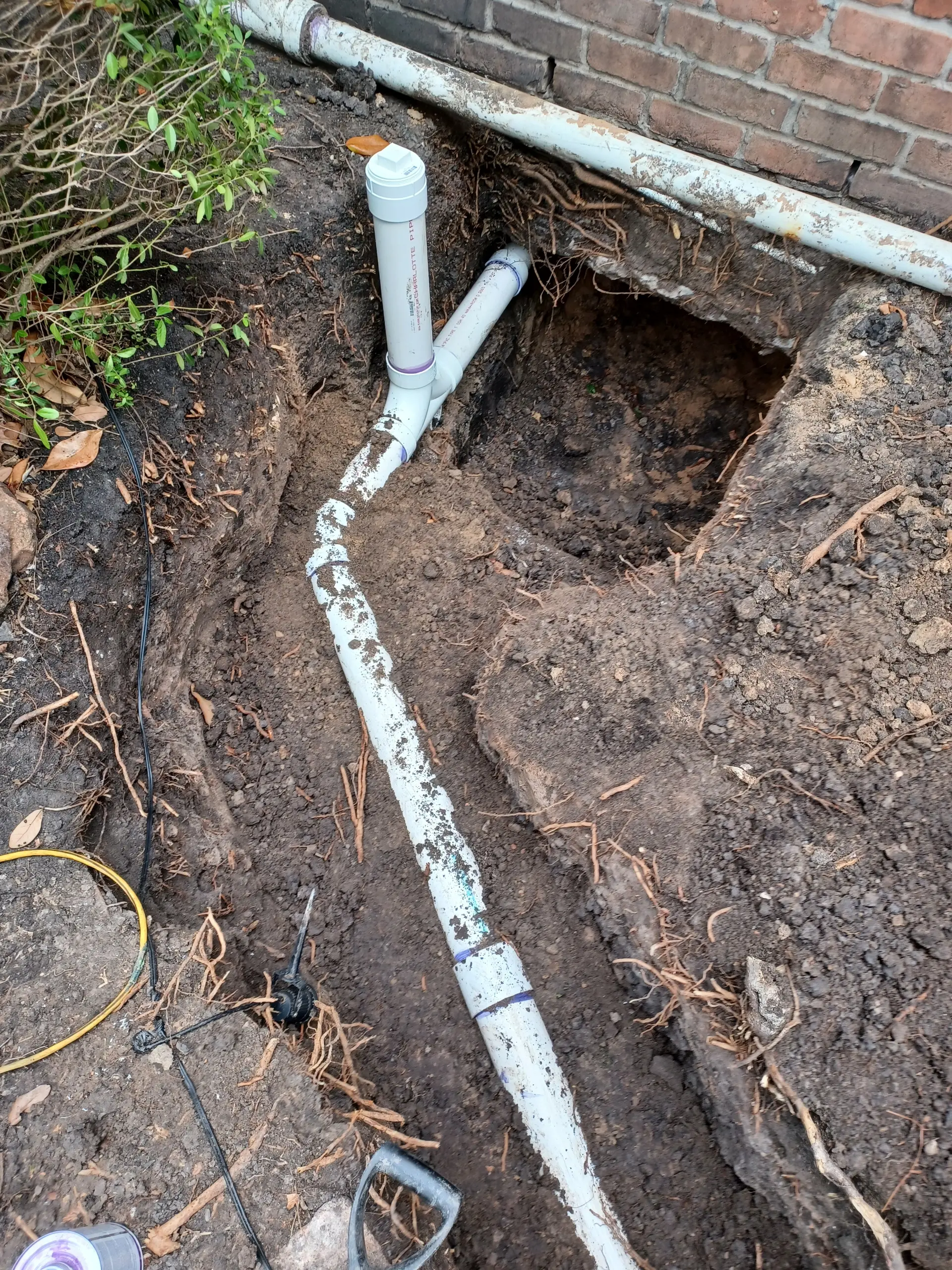 digging trench for sewer line